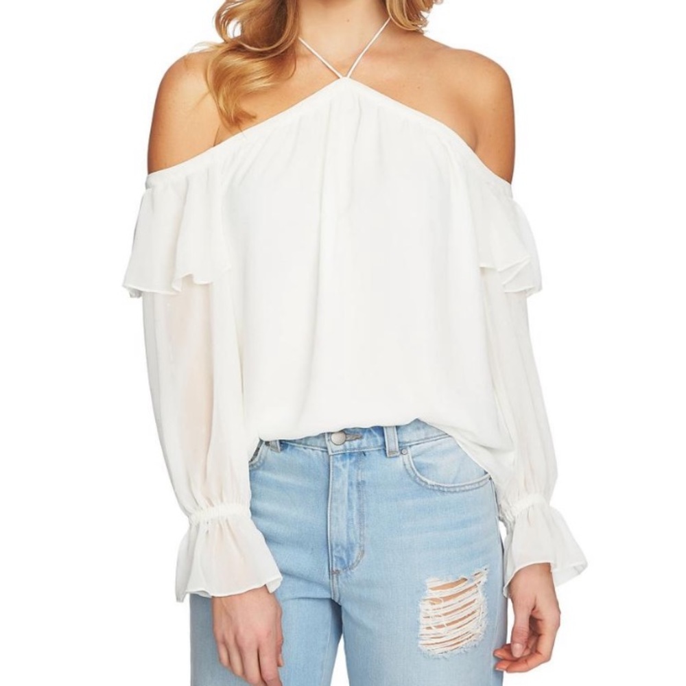 1.STATE  Cold Shoulder Halter Top